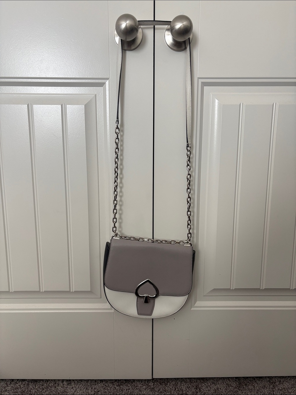 Gray & White Kate Spade Shoulder Crossbody Bag
